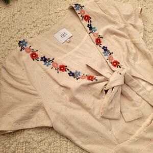 Anthropologie Cream Floral Embroidered Jumpsuit